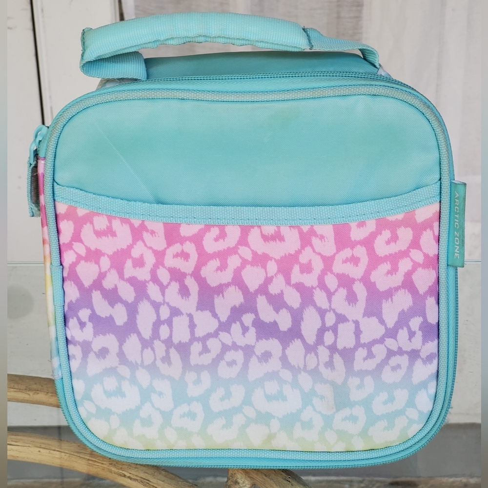 Arctic Zone Rainbow Leopard Insulated Lunch Bag W/ Food Container & Ice Pack